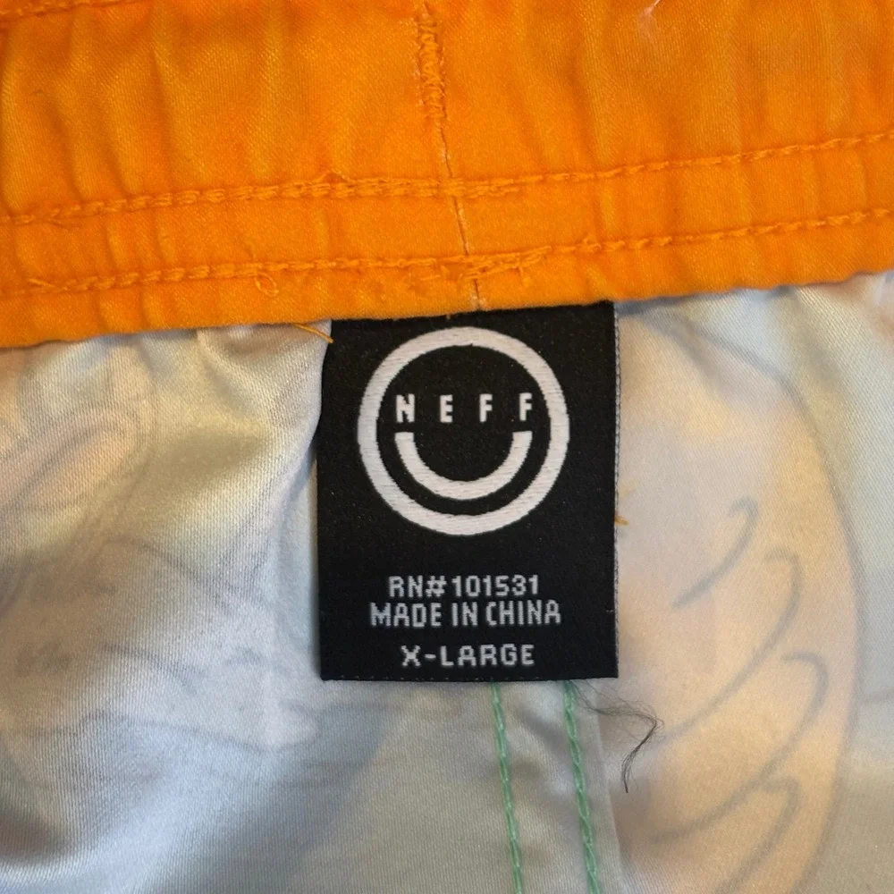 Neff Mens XL Rubber Duck Tropical Swim Trunks Mint Green Orange Board Shorts NEW